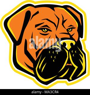 L'icône de mascotte illustration de tête de Bullmastiff, une grande race de chien domestique, avec des caractéristiques de chiens Colley, et mis au point pour garder es Illustration de Vecteur