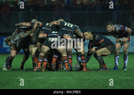 Wakefield, Royaume-Uni. 29 MARS 2018 , RocketStadium Mobile, Wakefield, Angleterre ; Betfred Super League rugby, Wakefield Trinity v Castleford Tigers ; Ben Roberts de Castleford Tigers alimente le Crédit : scrum News Images/Alamy Live News Banque D'Images