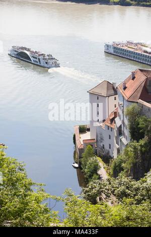 La vue depuis la forteresse Veste Oberhaus Veste à la forteresse Niederhaus à Passau, Bavière, Allemagne Banque D'Images