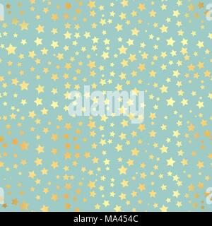 Gold Star modèle homogène. Résumé motif transparente moderne noir avec de l'or confettis étoiles. Vector illustration. Fond brillant. La texture de feuille d'or. Illustration de Vecteur