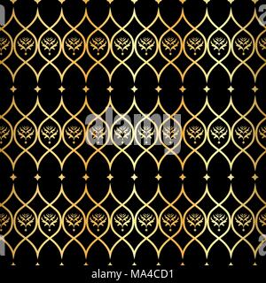 Ornement vectoriel continu. Motif géométrique moderne et élégant avec des lignes ondulées en pointillés d'or répéter Illustration de Vecteur