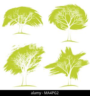 Un ensemble d'arbres. Eco concept. Divers arbres réaliste sur un fond blanc. Illustration de Vecteur