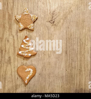 D'épices, trois, star, arbre de Noël, Noël, décoration, coeur Banque D'Images