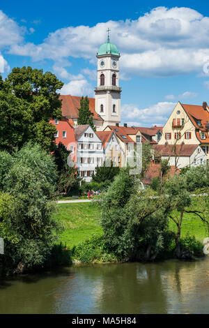 Stadtamhof, vieux quartier du patrimoine mondial de l'Unesco vue, Regensburg, Bavière, Allemagne Banque D'Images