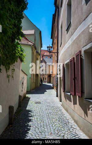 Petite ruelle dans le patrimoine mondial de l'Unesco vue, Regensburg, Bavière, Allemagne Banque D'Images