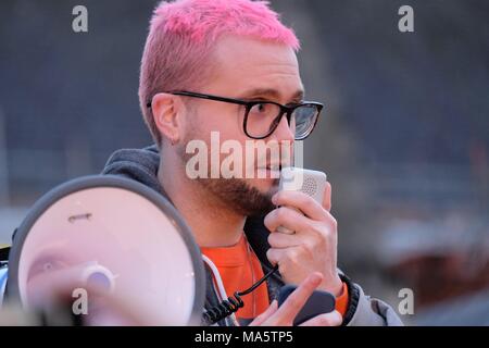 Rassemblement pour une représentation équitable au Parlement Square, Londres. Christopher Wylie & Shahmir Sanni. 29 Mars 2018 Banque D'Images