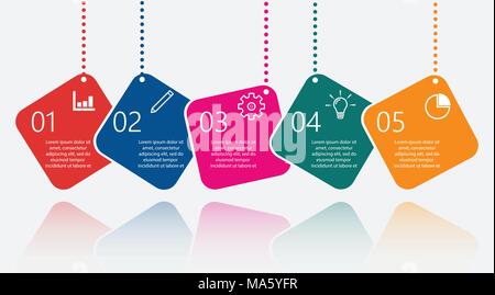 Modèle de conception infographiques Timeline avec 5 options, diagramme de processus, eps10 vector illustration Illustration de Vecteur