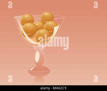 Un vecteur illustration en eps 10 format d'un bol en verre fantaisie avec de délicieux desserts Gulab jamun sur un fond rouge orange Illustration de Vecteur