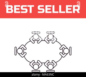 Réunion d'affaires. Businessmans s'asseoir autour de la table. Groupe de personnes de remue-méninges. Concept d'équipe. Des collègues qui travaillent ensemble. Vector illustratio Illustration de Vecteur