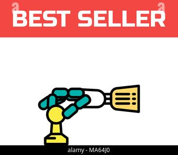 L'icône main robotique. Cyber glove de réalité virtuelle. Périphérique d'entrée numérique innovante. Logo style moderne concept. Fine ligne vector illustration. Illustration de Vecteur