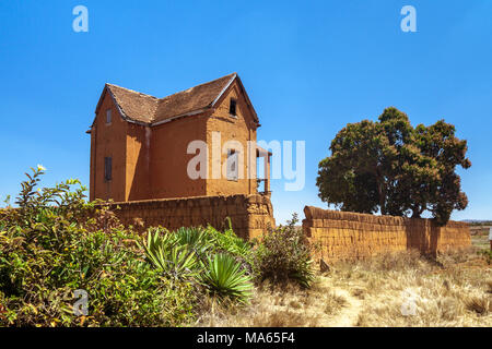 Maison d'Adobe, l'architecture typique des hautes terres de Madagascar Banque D'Images