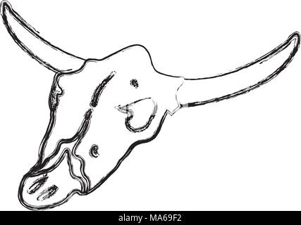 Grunge dead animal bison skull dans le désert Illustration de Vecteur