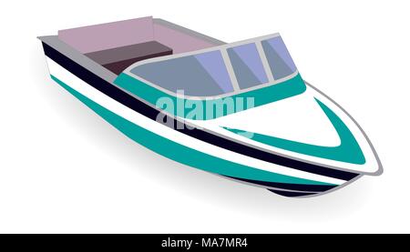 Cartoon motor yacht isolé sur blanc, vector illustration Illustration de Vecteur