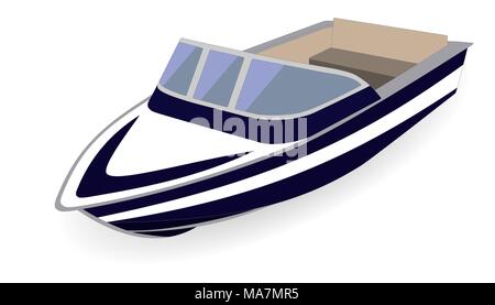 Cartoon motor yacht isolé sur blanc, vector illustration Illustration de Vecteur