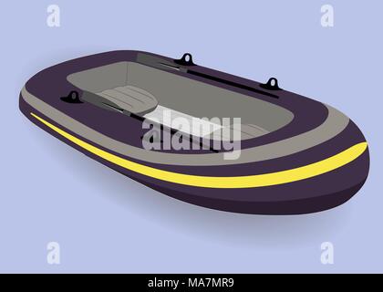 Bateau gonflable avec avirons, isolated on white Illustration de Vecteur