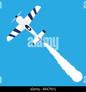 Peu de sport privée avion dans le ciel et une piste blanche derrière elle. Caricature de pousses de l'avion dans le ciel. Vector illustration Illustration de Vecteur