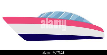 Cartoon motor yacht isolé sur blanc, illustration vectorielle. Illustration de Vecteur