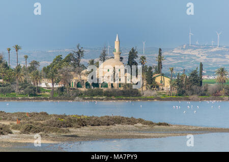 Hala Sultan Tekke lieu d'enterrement de la tante du prophète Muhammad Umm Haram, et sanctuaire musulman dans l'île de Chypre Banque D'Images