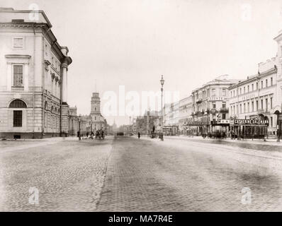 19e siècle vintage photo Russie - Nevsky Prospect, la rue principale de la ville de Saint-Pétersbourg, Russie, nommé d'après le 13e siècle prince russe Alexandre Nevsk Banque D'Images