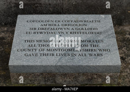 Montgomeryshire County War Memorial. Le Pays de Galles. Îles britanniques Banque D'Images