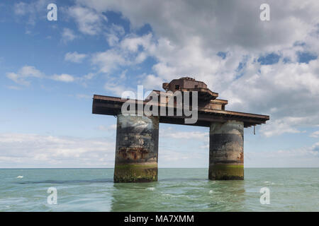 La Seconde Guerre mondiale, les Forts Maunsell dans l'estuaire de la Tamise au large de la côte nord du Kent. Banque D'Images