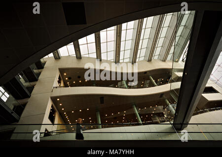 L'intérieur de l'escalator et plafond Black Diamond, Copenhague, Danemark Banque D'Images