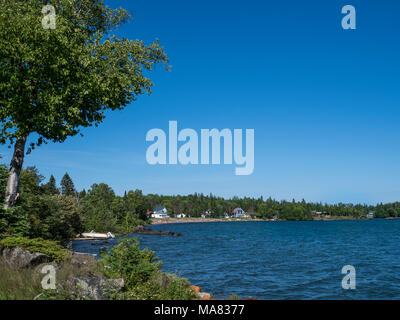 Plage, Silver Islet sur la péninsule Sibley, lac Supérieur, Ontario, Canada. Banque D'Images