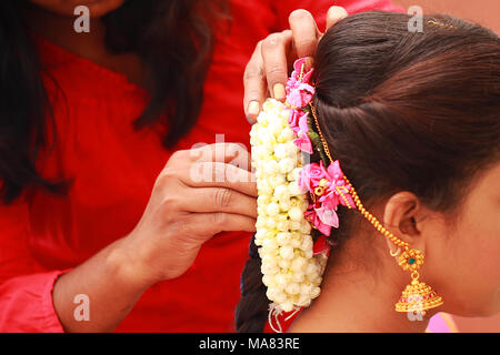 Se préparer à la belle mariée mariage Banque D'Images