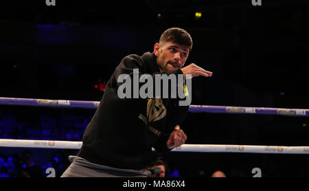 03-28-2018, St Davids Hall, Cardiff. Codina, Joe pendant l'entraînement pour le pubis Anthony Josué V Joseph Parker titre mondial unifié figh Banque D'Images