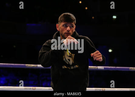 03-28-2018, St Davids Hall, Cardiff. Codina, Joe pendant l'entraînement pour le pubis Anthony Josué V Joseph Parker titre mondial unifié figh Banque D'Images