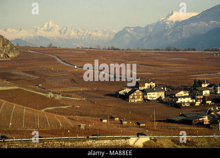 La Vallée du Rhône vu de Caux en Suisse. Banque D'Images