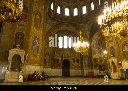 À l'intérieur de la Cathédrale Saint Alexandar Nevski à Sofia, Bulgarie. Banque D'Images