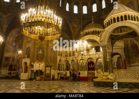 À l'intérieur de la Cathédrale Saint Alexandar Nevski à Sofia, Bulgarie. Banque D'Images