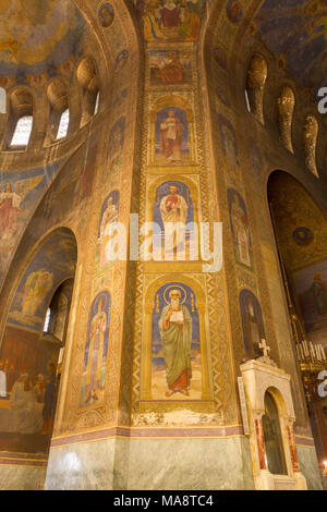 Détail de l'art sur les murs à l'intérieur de la Cathédrale Saint Alexandar Nevski à Sofia, Bulgarie. Banque D'Images