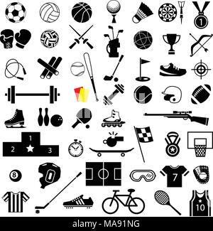 Les équipements de sport icon set Illustration de Vecteur