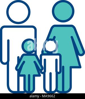 Les parents de famille avec fille et fils, les pictogrammes Illustration de Vecteur