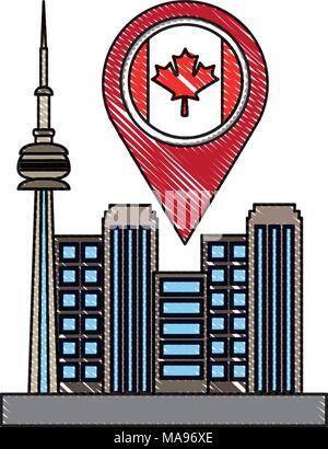 Pointeur de la ville canadienne de toronto carte situation Illustration de Vecteur