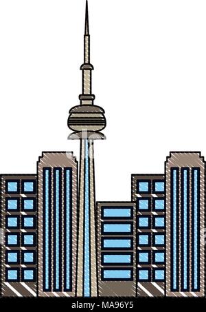 Canada Toronto city skyscrapers towers Illustration de Vecteur