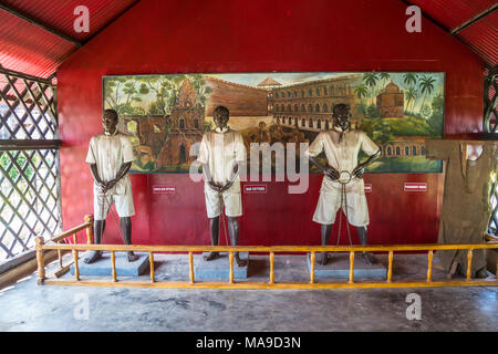 Port Blair, îles Andaman. L'Inde. 12 janvier 2018 : Statue d'un prisonnier politique indienne dans la prison cellulaire où les Indiens soumis britannique libéré Banque D'Images