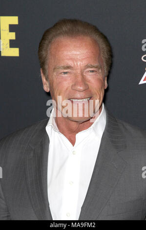 Hollywood, CA. Mar 19, 2018. Arnold Schwarzenegger qui fréquentent un « sabotage' - Los Angeles Premiere tenue au Regal Cinemas L.A. Vivre en Californie le 19 mars 2014. Credit : Rtnupa Punch/media/Alamy Live News Banque D'Images