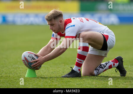 Saint Helens's Danny Richardson 30 MARS 2018 , totalement méchant Stadium , Merseyside, Angleterre ; Betfred Super League rugby, ronde 8, St Helens v Wigan Warriors. Banque D'Images