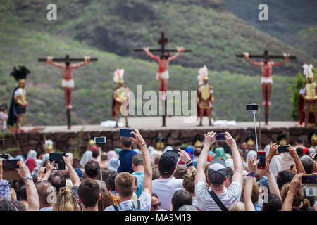 Tenerife, Espagne, 30 mars 2018. Passion de Jésus Christ, le rendement, la tradition de Pâques Adeje, Tenerife, Espagne Banque D'Images
