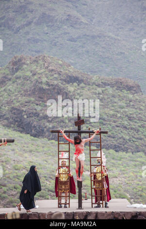 Tenerife, Espagne, 30 mars 2018. Passion de Jésus Christ, le rendement, la tradition de Pâques Adeje, Tenerife, Espagne Banque D'Images