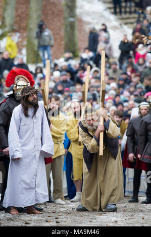 Wejherowska, Pologne, 30 Mar 2018. Passion Play en bon vendredi de Kalwaria Wejherowska dans Gdynia, Pologne. 30 mars 2018 © Wojciech Strozyk / Alamy Live News Banque D'Images