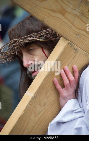 Wejherowska, Pologne, 30 Mar 2018. Passion Play en bon vendredi de Kalwaria Wejherowska dans Gdynia, Pologne. 30 mars 2018 © Wojciech Strozyk / Alamy Live News Banque D'Images