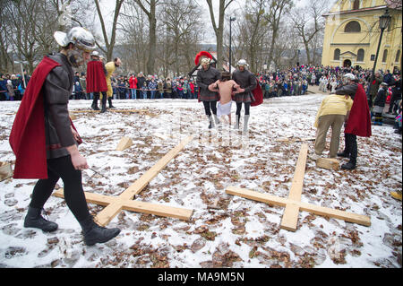 Wejherowska, Pologne, 30 Mar 2018. Passion Play en bon vendredi de Kalwaria Wejherowska dans Gdynia, Pologne. 30 mars 2018 © Wojciech Strozyk / Alamy Live News Banque D'Images