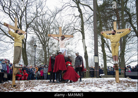 Wejherowska, Pologne, 30 Mar 2018. Passion Play en bon vendredi de Kalwaria Wejherowska dans Gdynia, Pologne. 30 mars 2018 © Wojciech Strozyk / Alamy Live News Banque D'Images