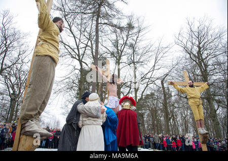 Wejherowska, Pologne, 30 Mar 2018. Passion Play en bon vendredi de Kalwaria Wejherowska dans Gdynia, Pologne. 30 mars 2018 © Wojciech Strozyk / Alamy Live News Banque D'Images