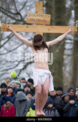 Wejherowska, Pologne, 30 Mar 2018. Passion Play en bon vendredi de Kalwaria Wejherowska dans Gdynia, Pologne. 30 mars 2018 © Wojciech Strozyk / Alamy Live News Banque D'Images