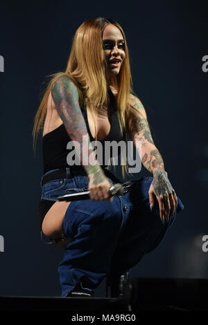 Miami, FL, USA. 30Th Mar, 2018. Kehlani fonctionne à l'AmericanAirlines Arena le 30 mars 2018 à Miami en Floride. Credit : Mpi04/media/Alamy Punch Live News Banque D'Images